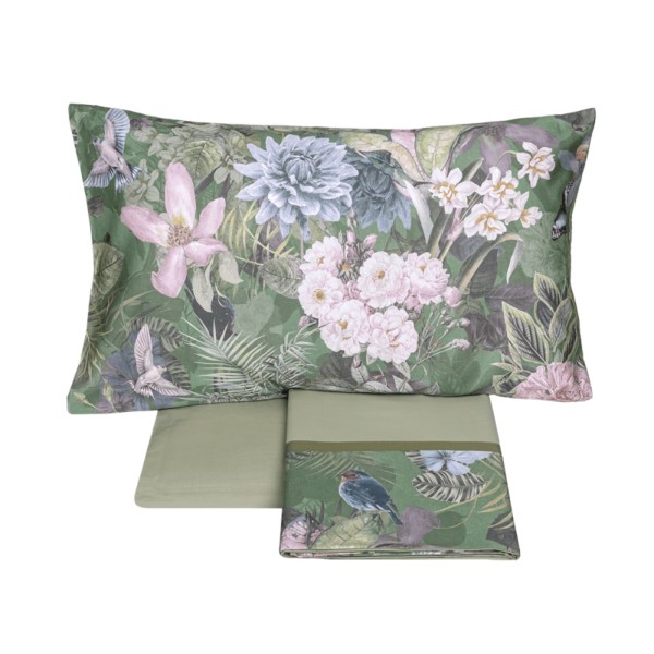 Completo lenzuola Matrimoniale Fazzini protea verde