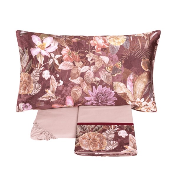 Completo lenzuola Matrimoniale Fazzini protea burgundy-malva