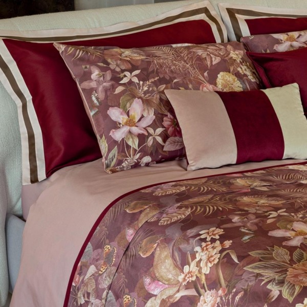 Completo lenzuola Matrimoniale Fazzini protea burgundy-malva