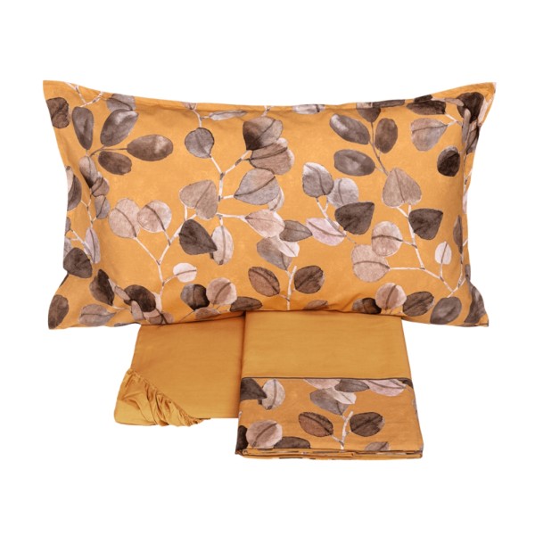 Completo lenzuola Matrimoniale Fazzini sabi sabi zucca-nocciola