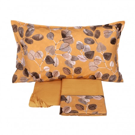 Completo lenzuola Matrimoniale Fazzini sabi sabi zucca-nocciola