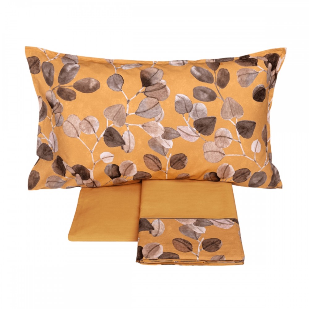 Completo lenzuola Matrimoniale Fazzini sabi sabi zucca-nocciola