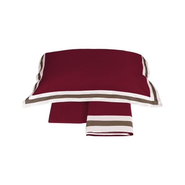 Completo lenzuola Matrimoniale Fazzini sentieri burgundy-corteccia