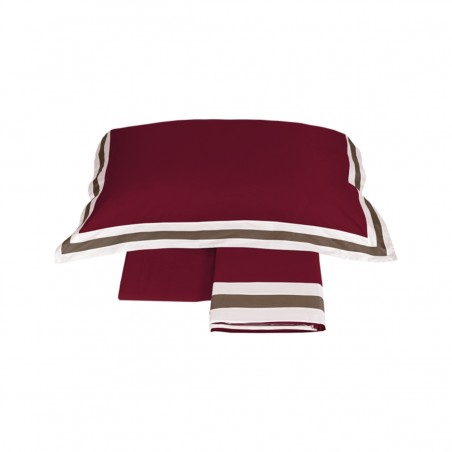 Completo lenzuola Matrimoniale Fazzini sentieri burgundy-corteccia