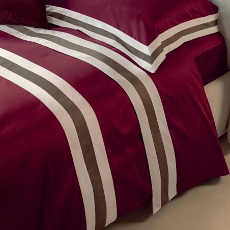 Completo lenzuola Matrimoniale Fazzini sentieri burgundy-corteccia