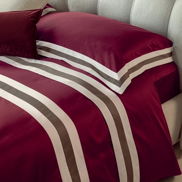 Completo lenzuola Matrimoniale Fazzini sentieri burgundy-corteccia