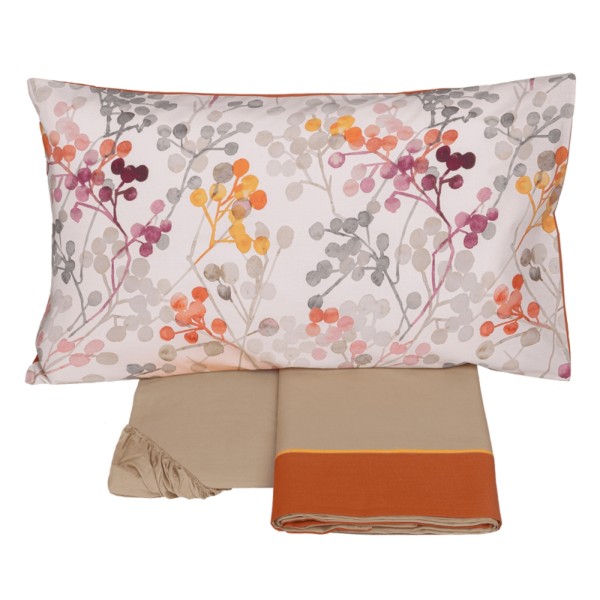 Completo lenzuola Matrimoniale Fazzini bacche rosa-copper