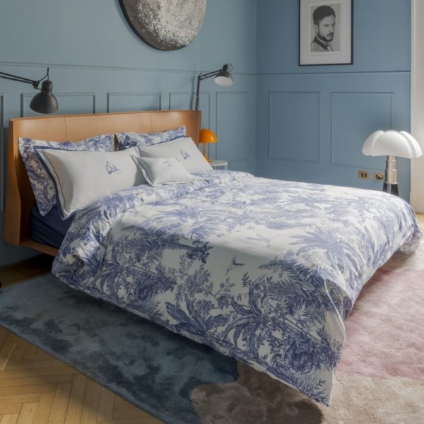 Parure Copripiumino matrimoniale Fazzini Jungle Whisper Blu