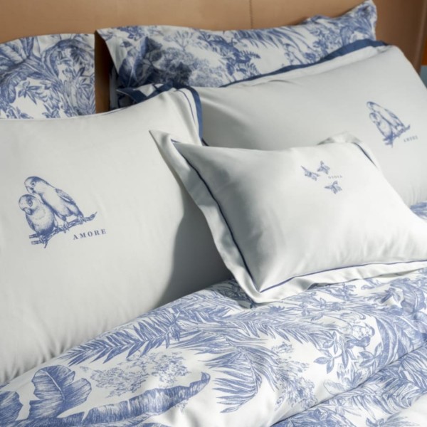Parure Copripiumino matrimoniale Fazzini Jungle Whisper Blu