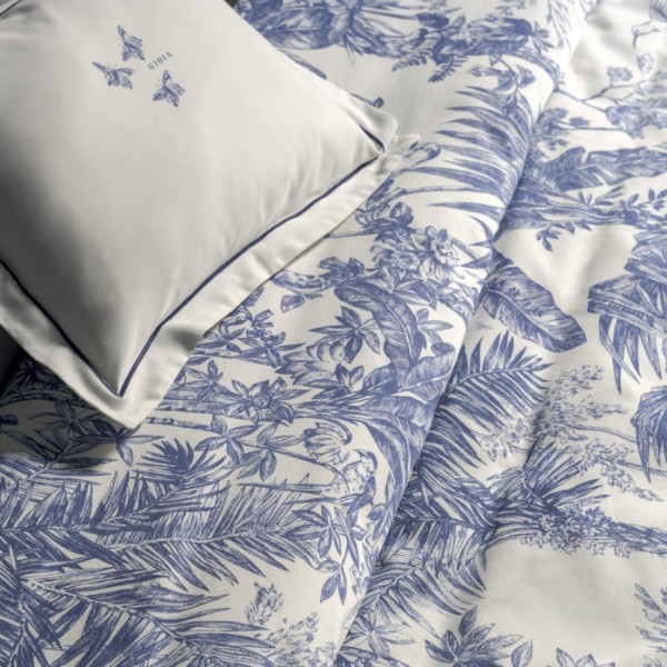 Parure Copripiumino matrimoniale Fazzini Jungle Whisper Blu
