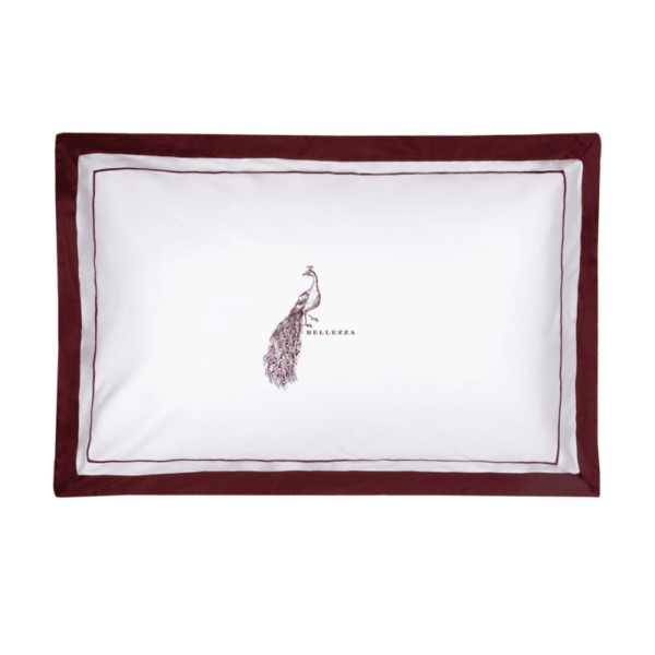 Coppia Federe Fazzini Jungle Pavone Bellezza Burgundy