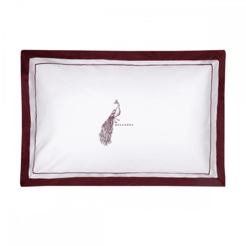 Coppia Federe Fazzini Jungle Pavone Bellezza Burgundy