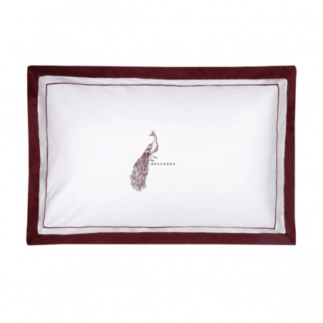Coppia Federe Fazzini Jungle Pavone Bellezza Burgundy