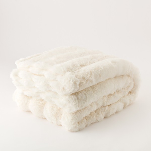 Plaid ecopelliccia 210x240 Carillo Owen Bianco Ottico