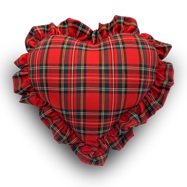 cuscino tartan cuore scozzese rosso