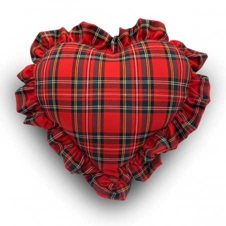 cuscino tartan cuore scozzese rosso