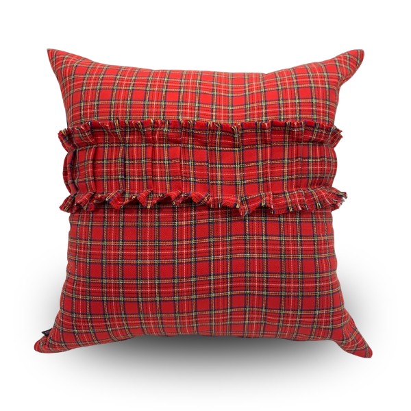 cuscino tartan con frangia cm 48x48 burberry rosso