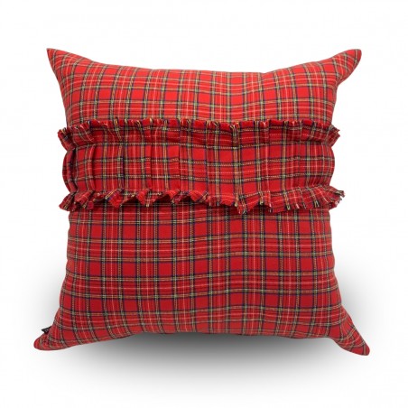 cuscino tartan con frangia cm 48x48 burberry rosso
