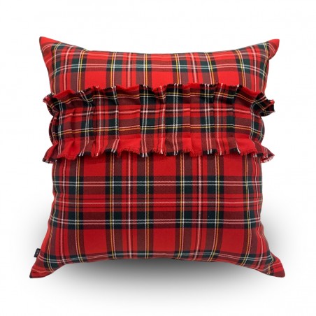 cuscino tartan con frangia cm 48x48 scozzese rosso