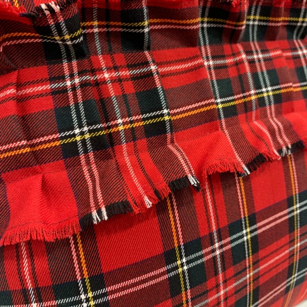 cuscino tartan con frangia cm 48x48 scozzese rosso