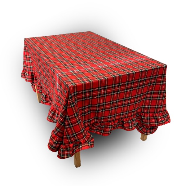tovaglia tartan orlata 140x270 scozzese rossa