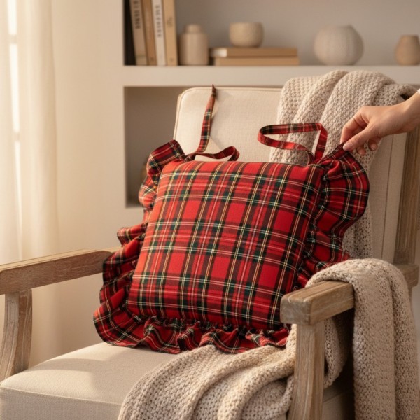 Cuscino per la sedia Scozzese colore Rosso